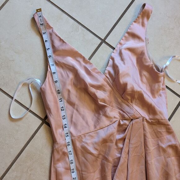 NWOT After Six Whisper Satin Maxi Dress Draped Tulip Gown Toasted Sugar Pink 8 - Picture 11 of 15